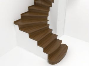 деревянные ступени на бетонной лестнице