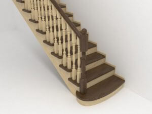 прямая лестница с коричневыми ступенями